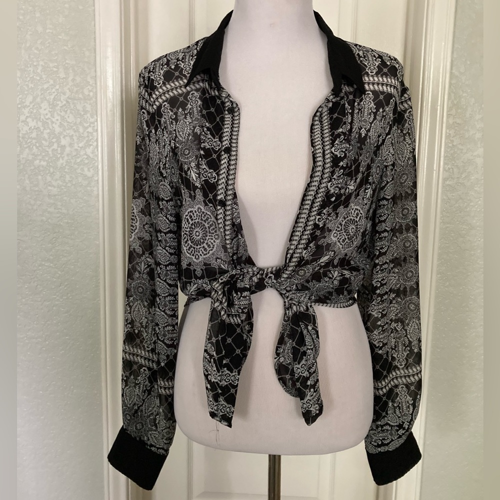 CHAUS New York size Large sheer button-down top